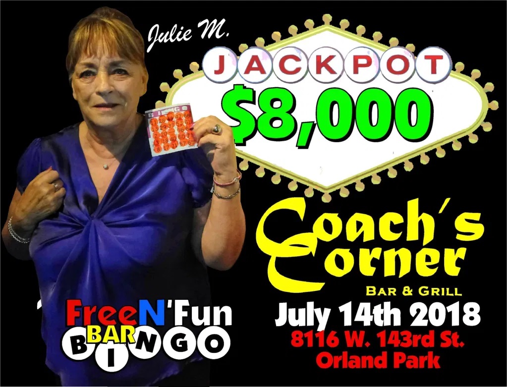 FindMeBingo.com 07-14-18-8000-Julie-M-Coachs-Corner Jackpot Winners! 